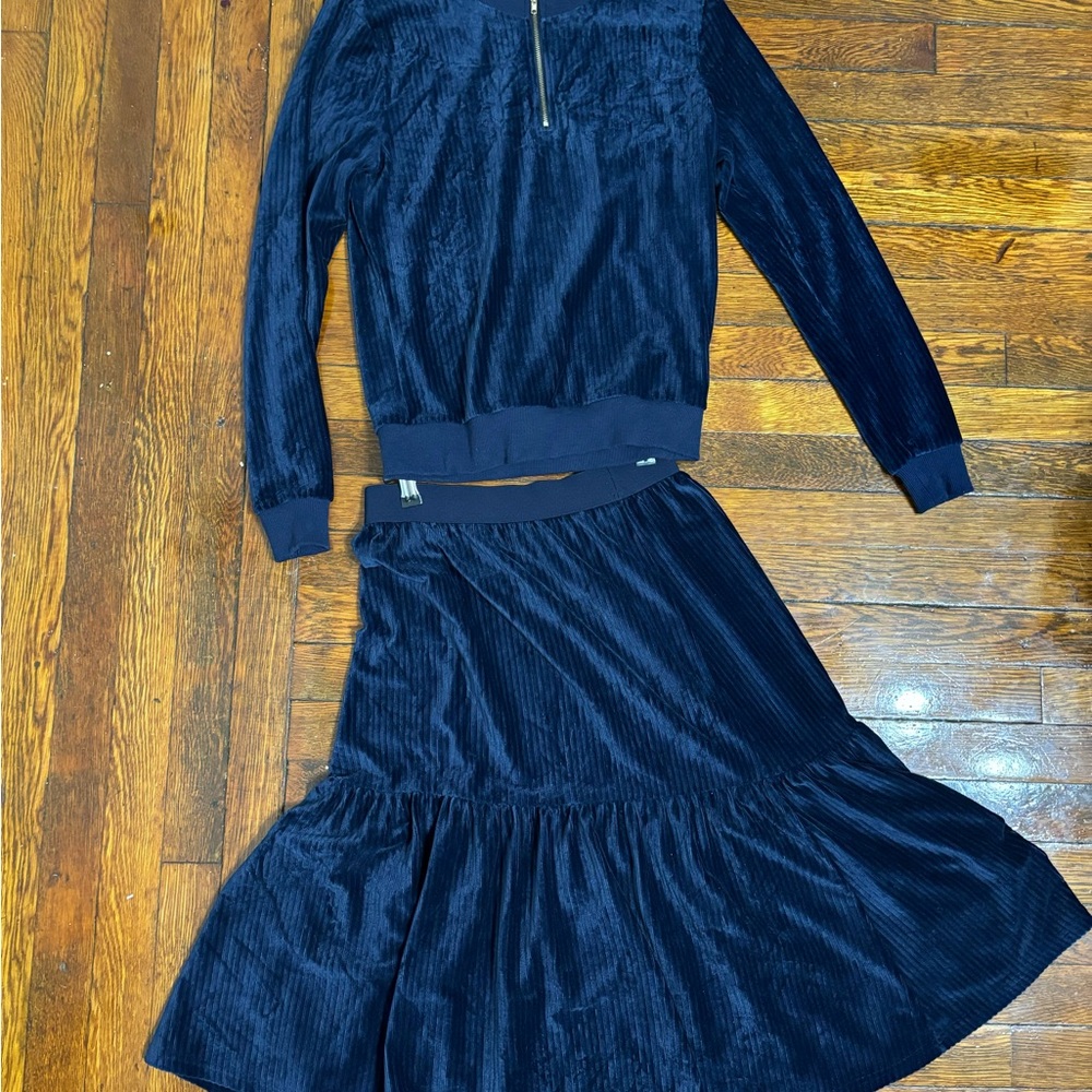 Navy Velvet Two-Piece Set
